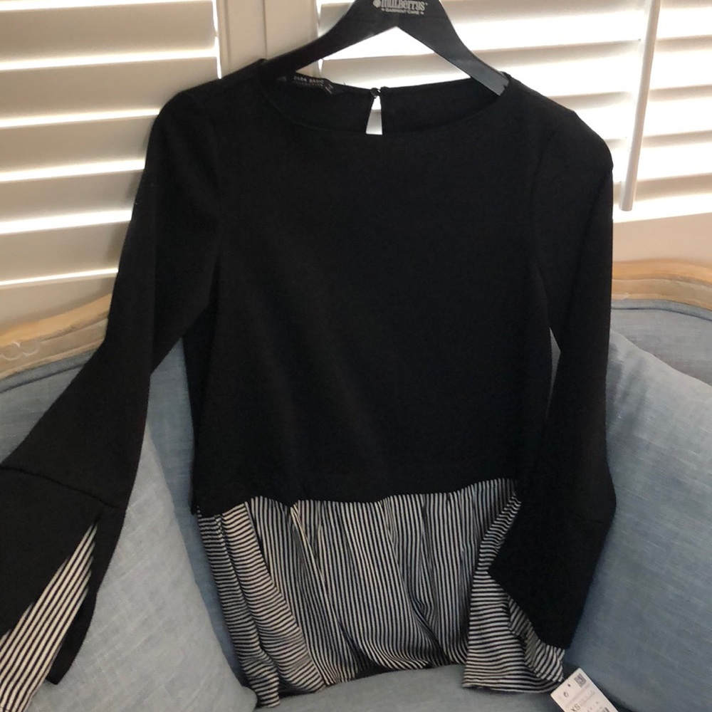 Zara black top with stripes